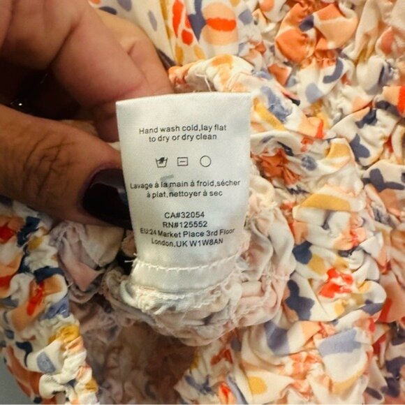 Anthropologie Dolan Orange Motif Off-Shoulder Textured Top Size Large Smocked - Picture 10 of 12
